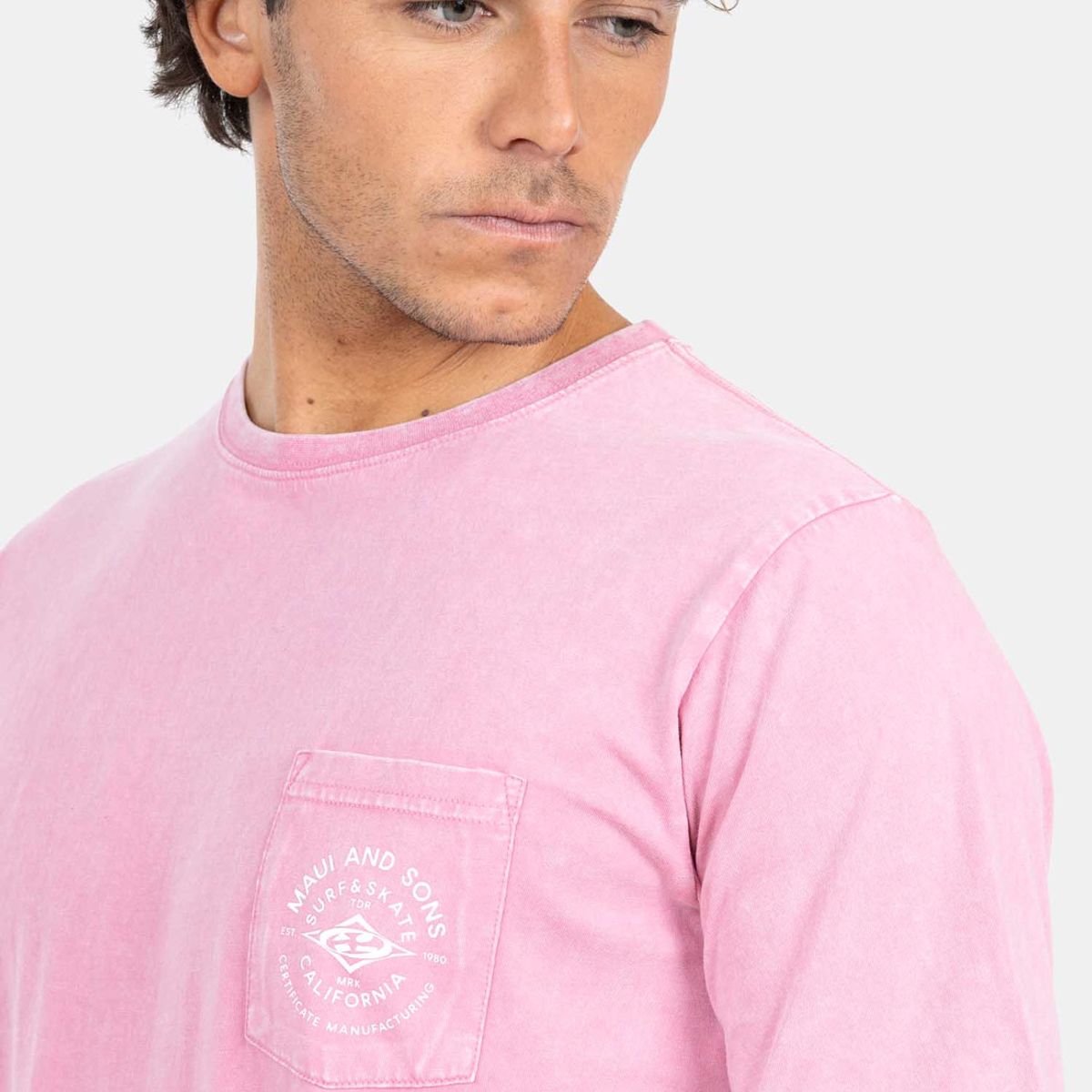 MAUI AND SONS - Polera MC Pigm Stry Rosado Hombre Maui And Sons