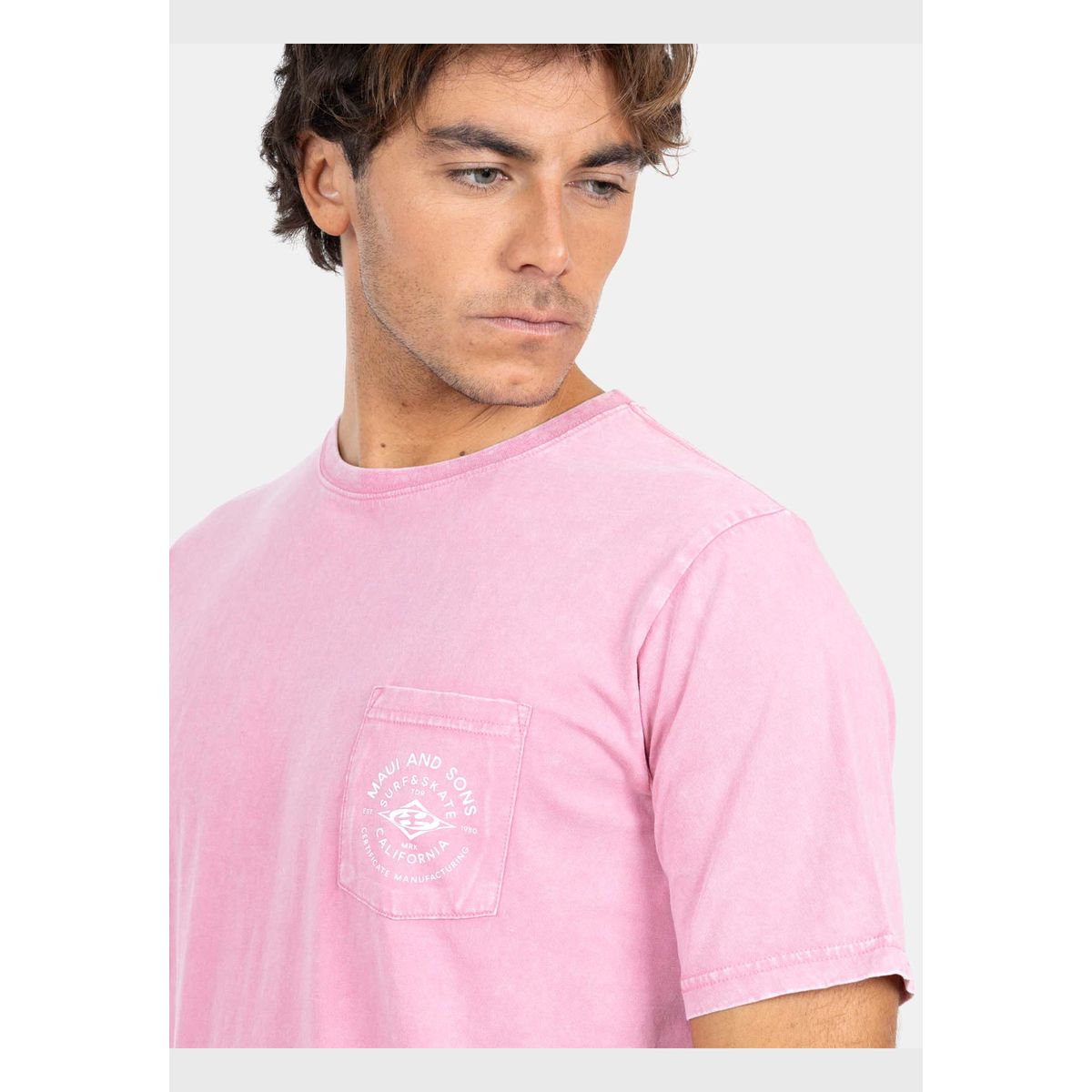 MAUI AND SONS - Polera MC Pigm Stry Rosado Hombre Maui And Sons