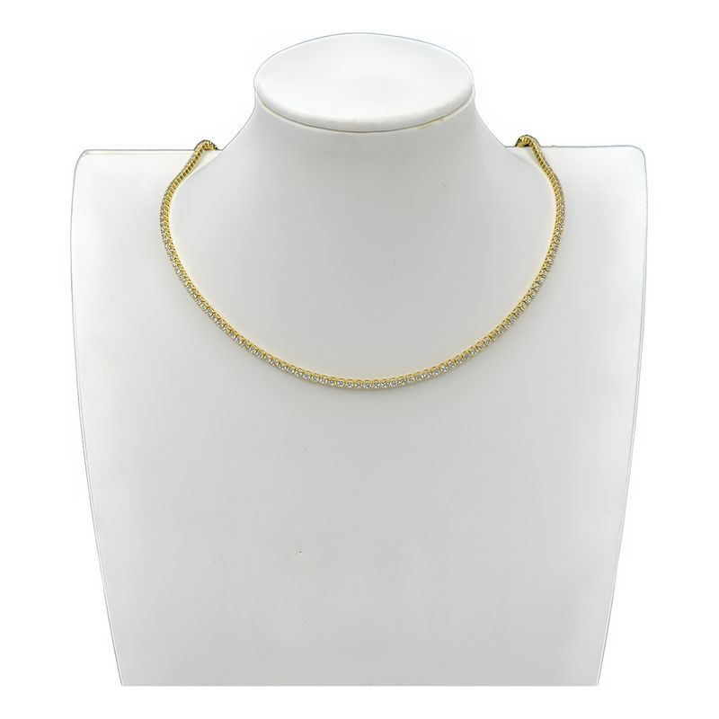 GENERICO - Collar Choker Tenis Circones Enchapado En Oro 24 Kl + Caja