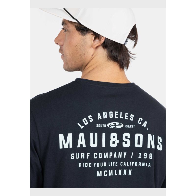 MAUI AND SONS - Polera MC Surf Company Negro Hombre Maui And Sons
