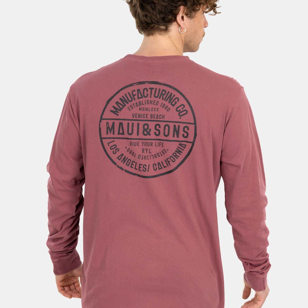 MAUI AND SONS - Polera ML Ride Your Life Hombre Rojo Maui And Sons