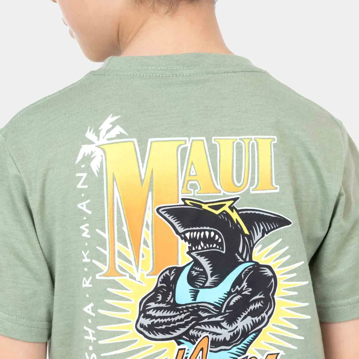 MAUI AND SONS - Polera MC Sharkman Verde Niño Maui And Sons