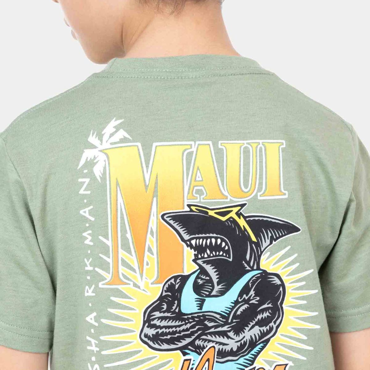 MAUI AND SONS - Polera MC Sharkman Verde Niño Maui And Sons