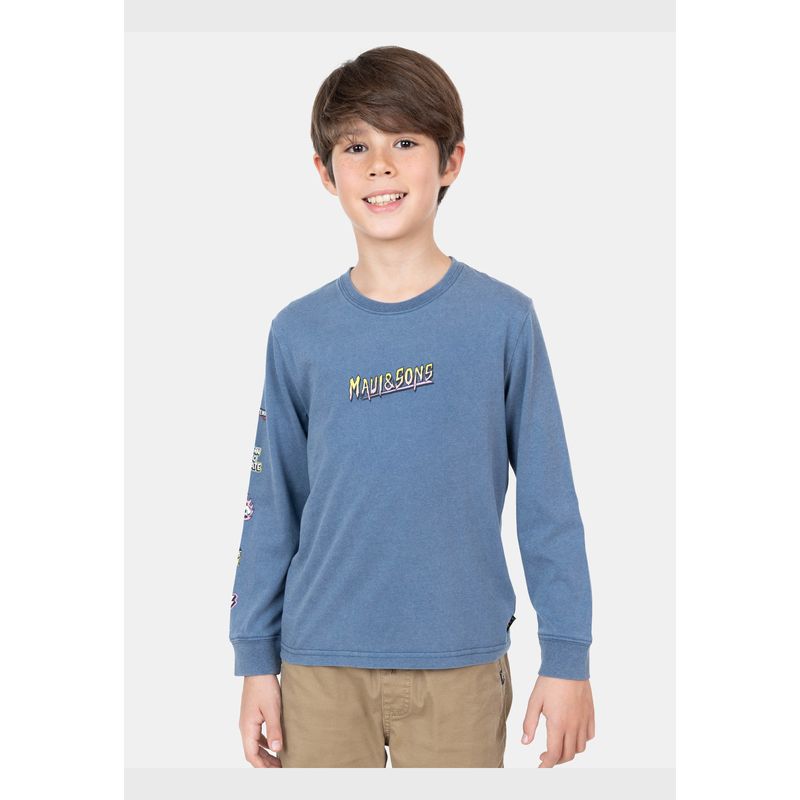 MAUI AND SONS - Polera ML Skate Shark Azul Niño Maui And Sons_.
