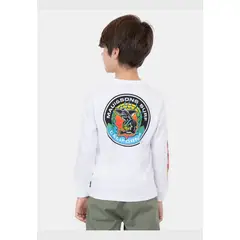 MAUI AND SONS - Polera ML Top Surf Sharkman Blanco Niño