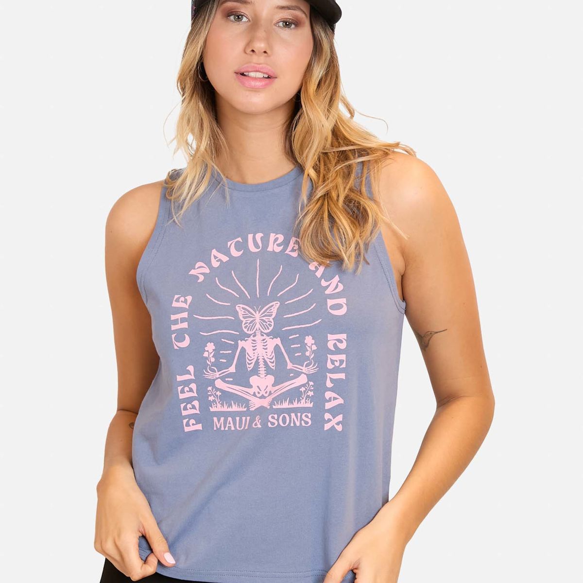 MAUI AND SONS - Polera MC Feel Relax Azul Mujer Maui And Sons