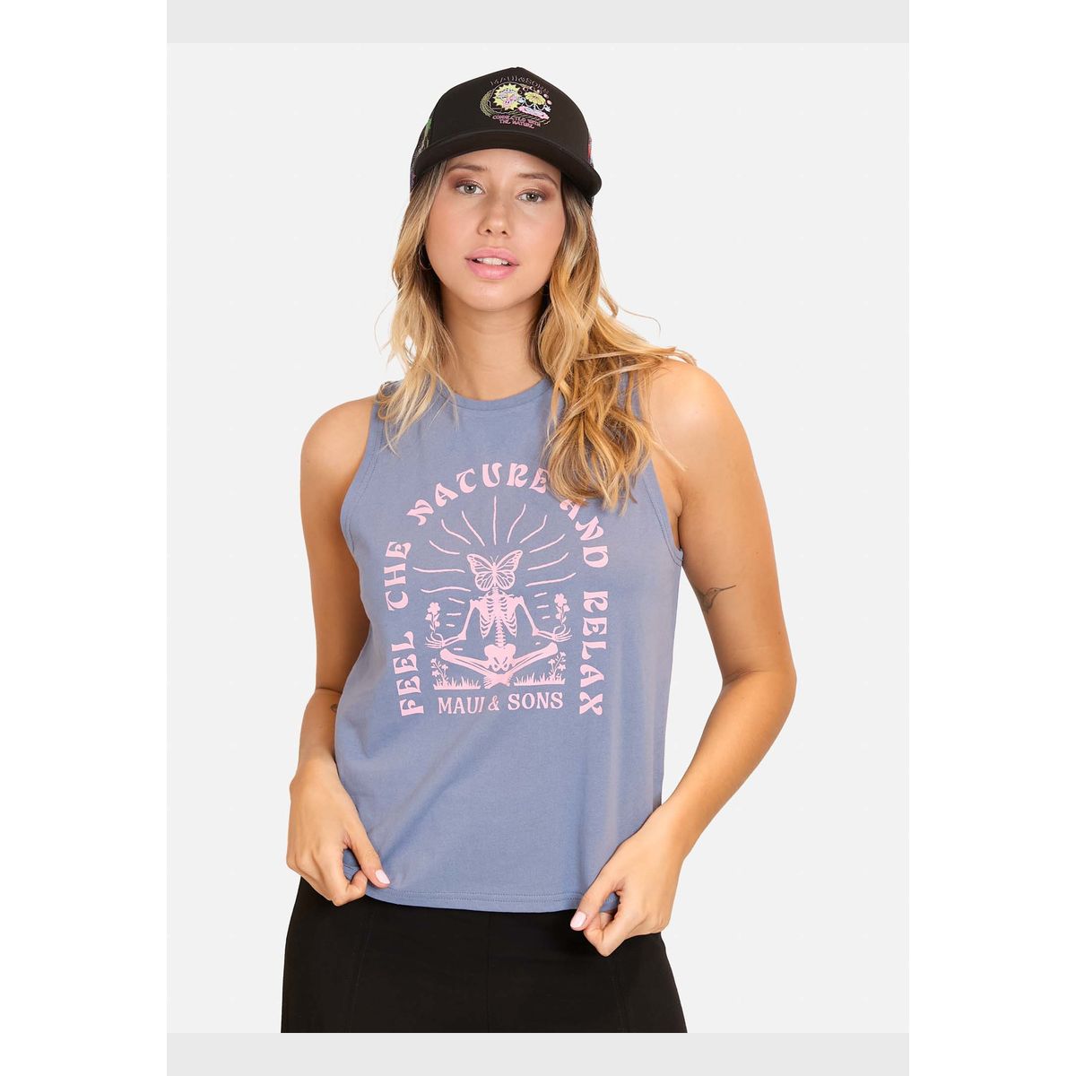 MAUI AND SONS - Polera MC Feel Relax Azul Mujer Maui And Sons