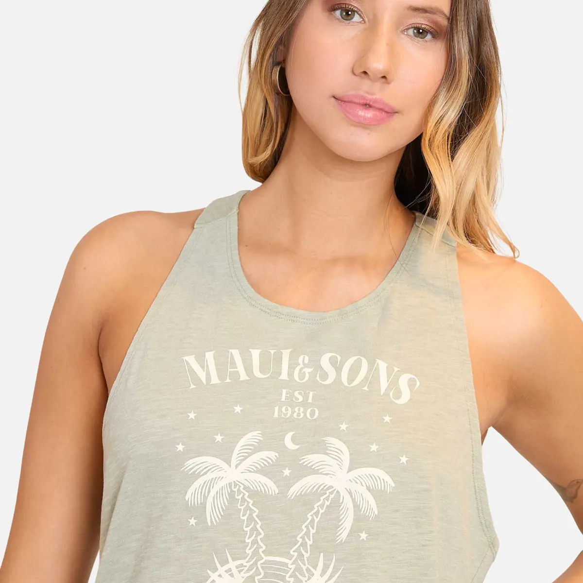 MAUI AND SONS - Polera MC Summer Palms Verde Mujer Maui And Sons_.