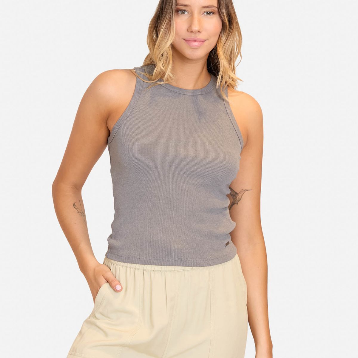 MAUI AND SONS - Polera MC Basic Not Basic Gris Mujer Maui And Sons