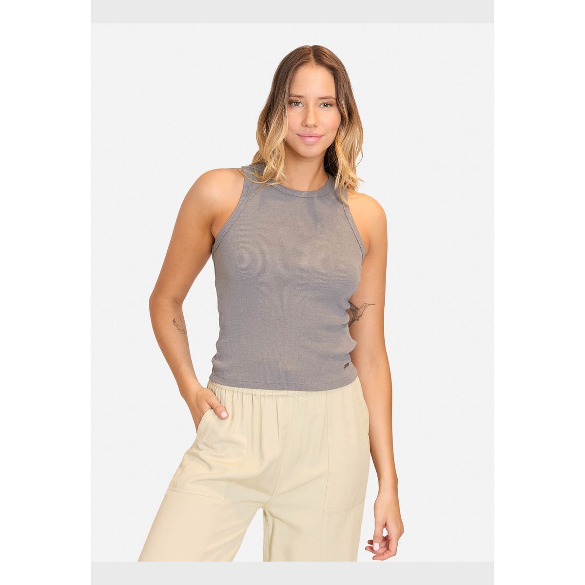 MAUI AND SONS - Polera MC Basic Not Basic Gris Mujer Maui And Sons