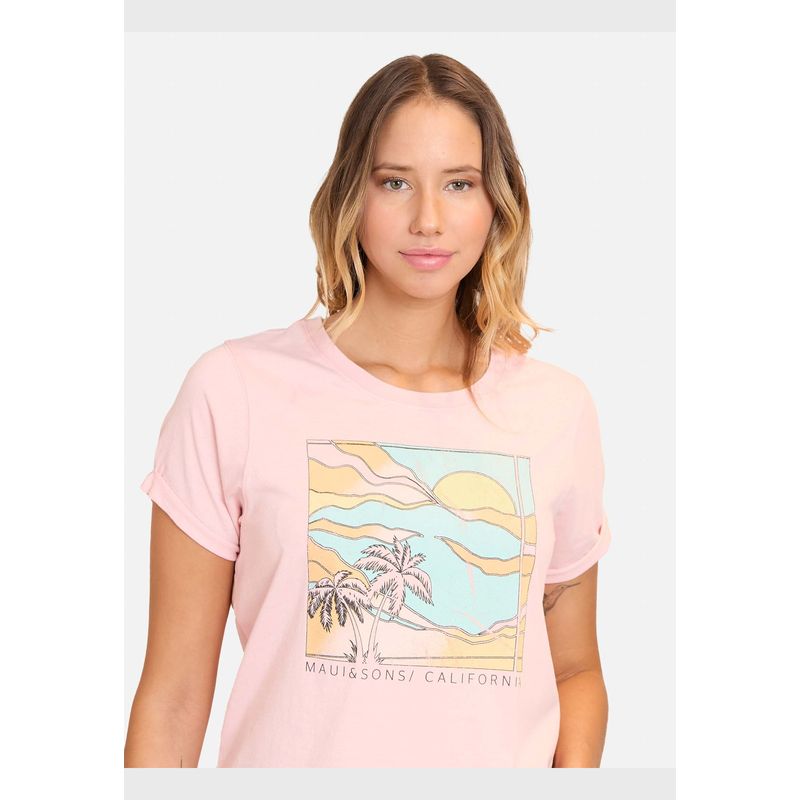 MAUI AND SONS - Polera MC California Summer Rosado Mujer Maui And Sons