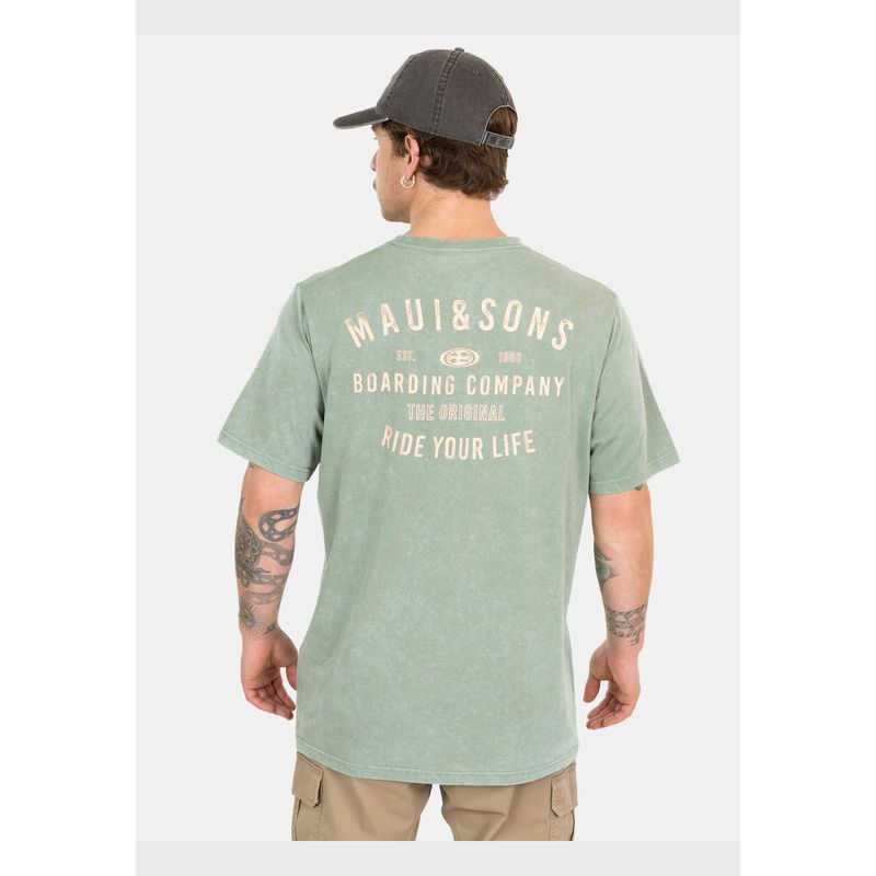 MAUI AND SONS - Polera MC Timeless Wave Verde Hombre Maui And Sons