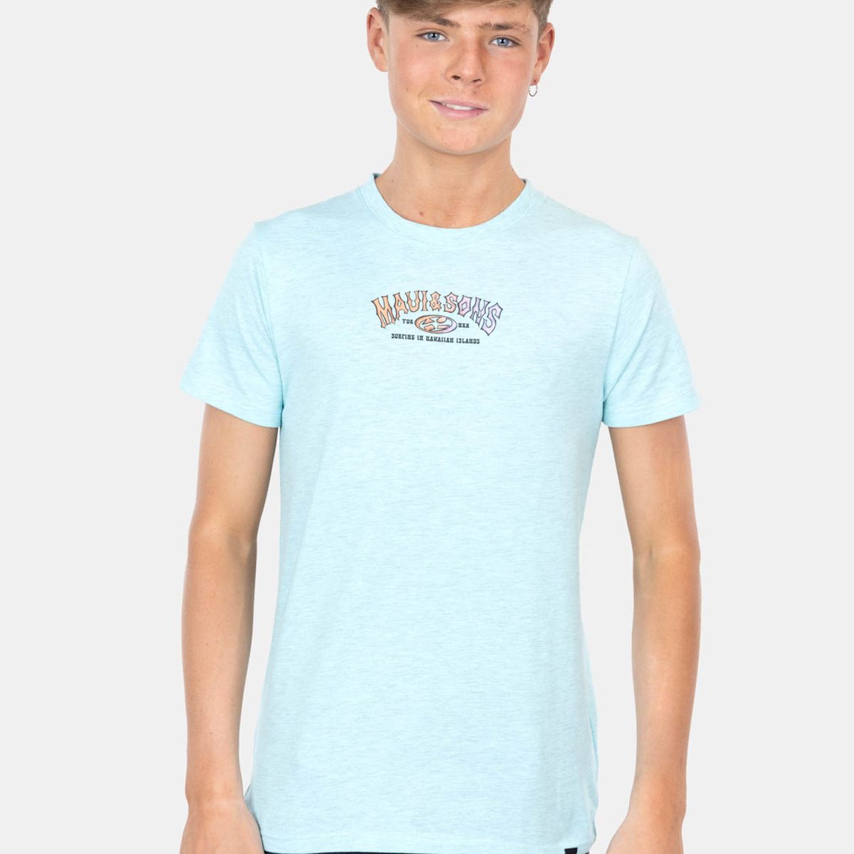 MAUI AND SONS - Polera MC Surfing Island Celeste Infantil Maui And Sons