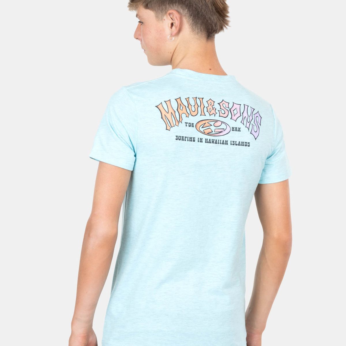MAUI AND SONS - Polera MC Surfing Island Celeste Infantil Maui And Sons