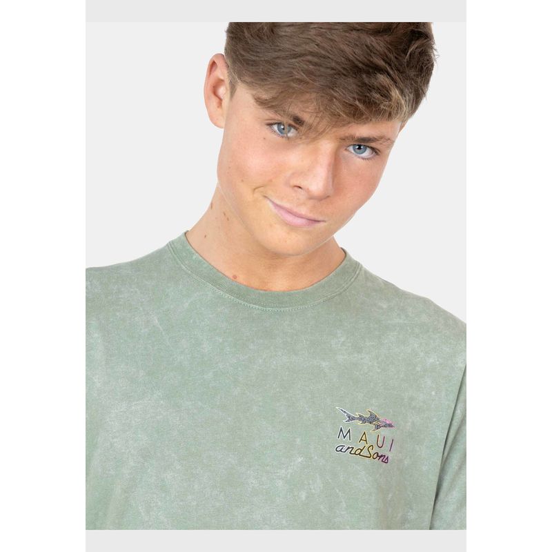 MAUI AND SONS - Polera MC Anml Shark Verde Infantil Maui And Sons