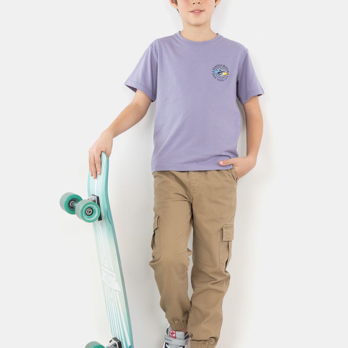 MAUI AND SONS - Polera MC Mini Retro Palms Morado Niño Maui And Sons