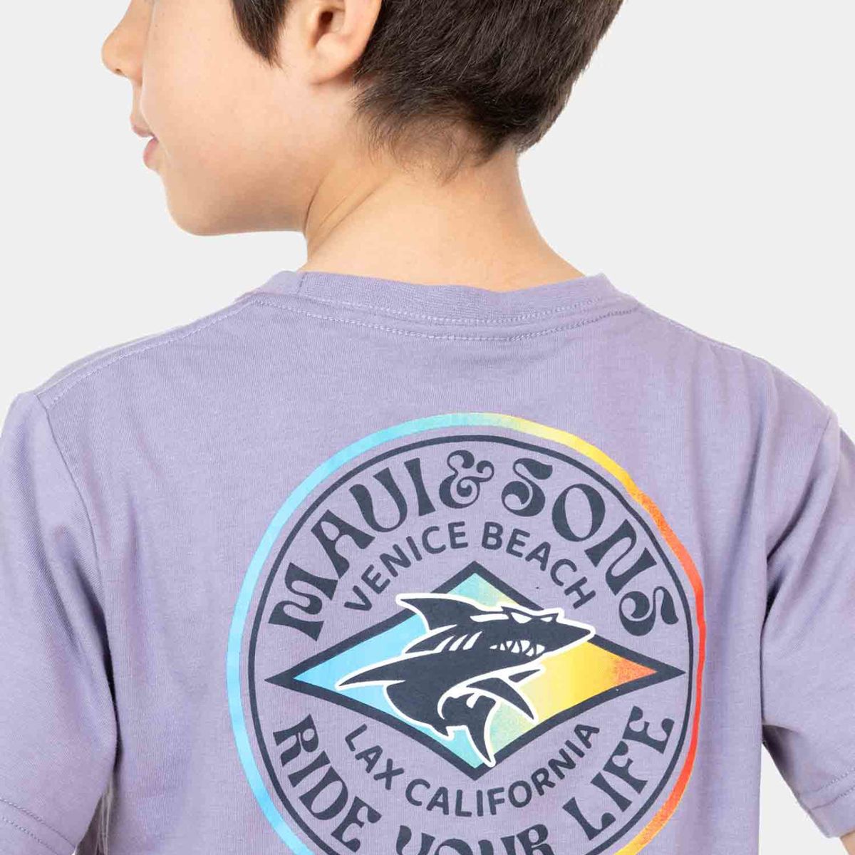 MAUI AND SONS - Polera MC Mini Retro Palms Morado Niño Maui And Sons