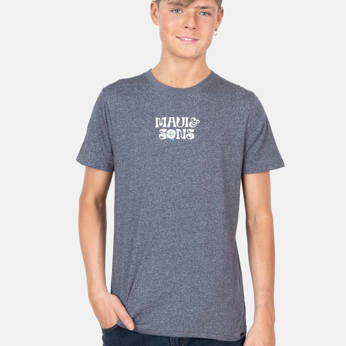 MAUI AND SONS - Polera MC Surf Skull Gris Infantil Maui And Sons