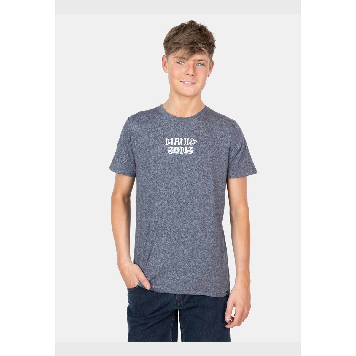 MAUI AND SONS - Polera MC Surf Skull Gris Infantil Maui And Sons