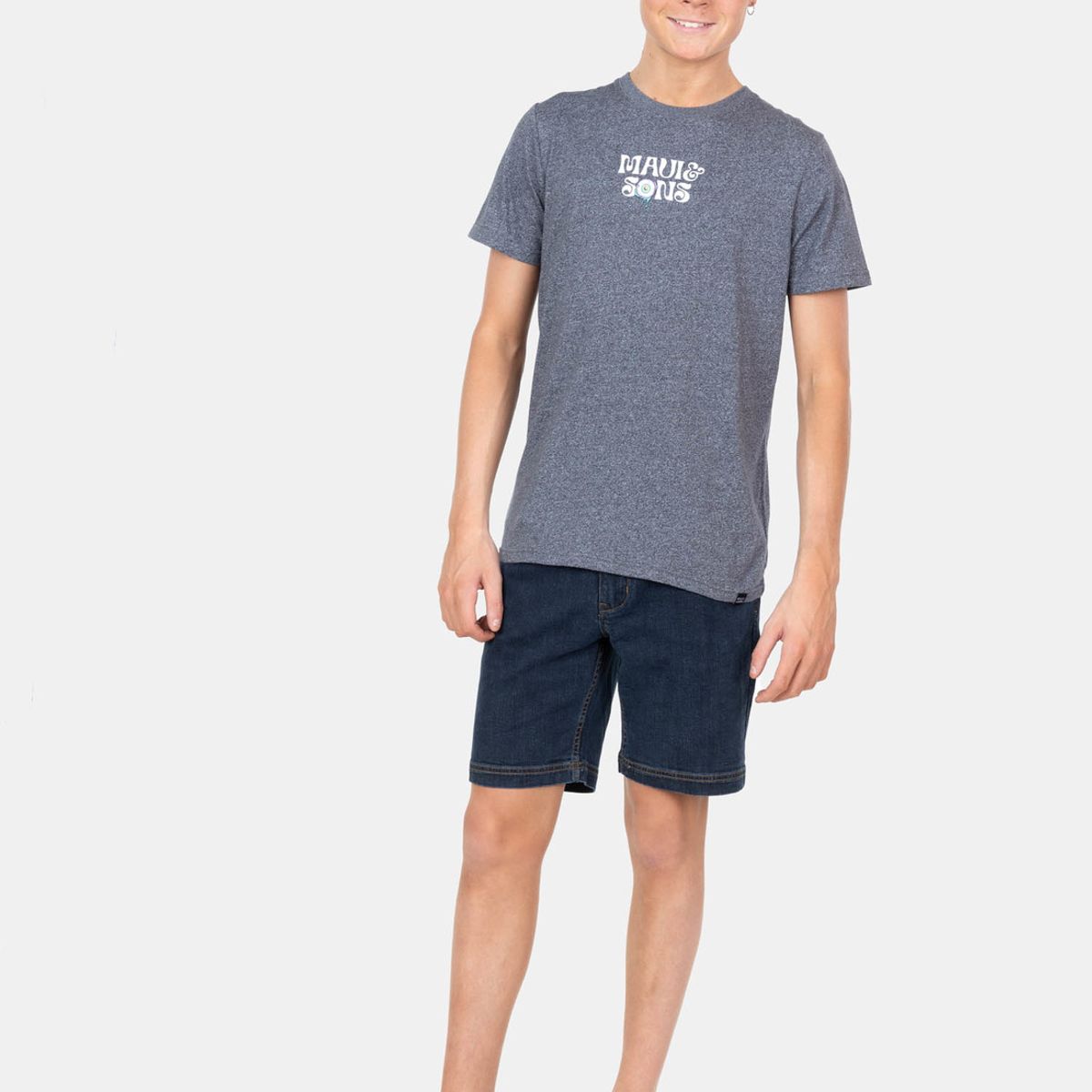MAUI AND SONS - Polera MC Surf Skull Gris Infantil Maui And Sons