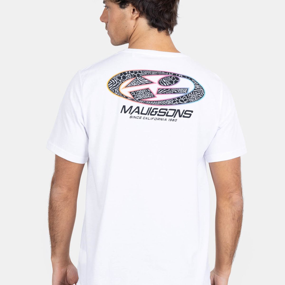MAUI AND SONS - Polera MC Old School Beach Blanco Hombre Maui And Sons