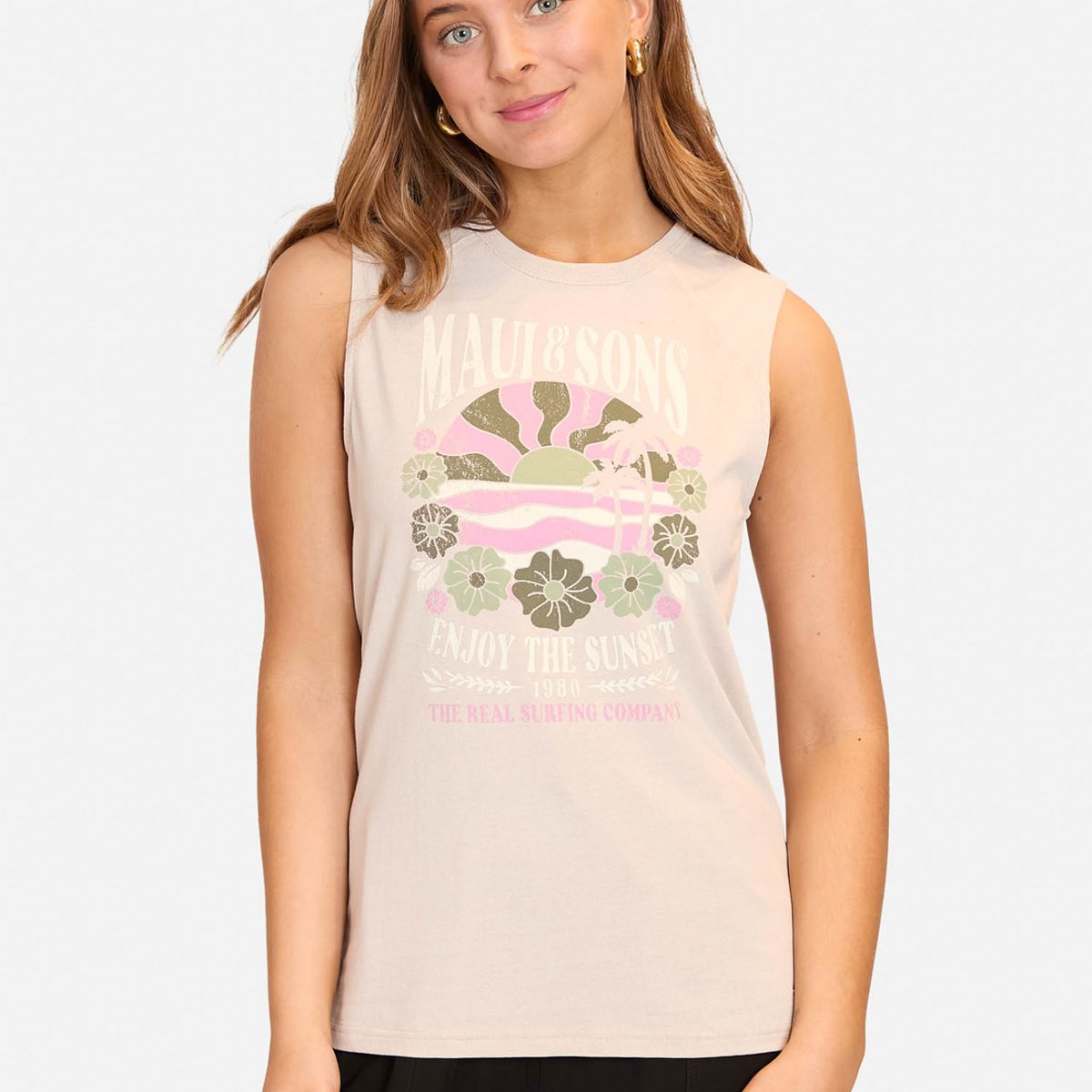 MAUI AND SONS - Polera MC Enjoy The Sunset Café Mujer Maui And Sons