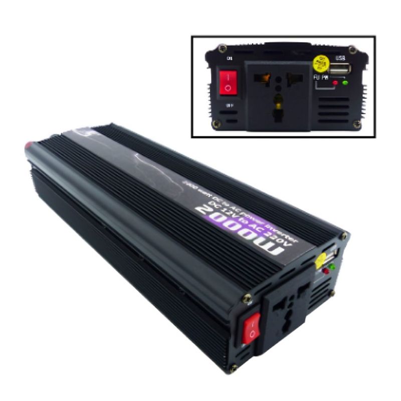 OEM - INVERSOR DE VOLTAJE PARA AUTO CON USB 2000W