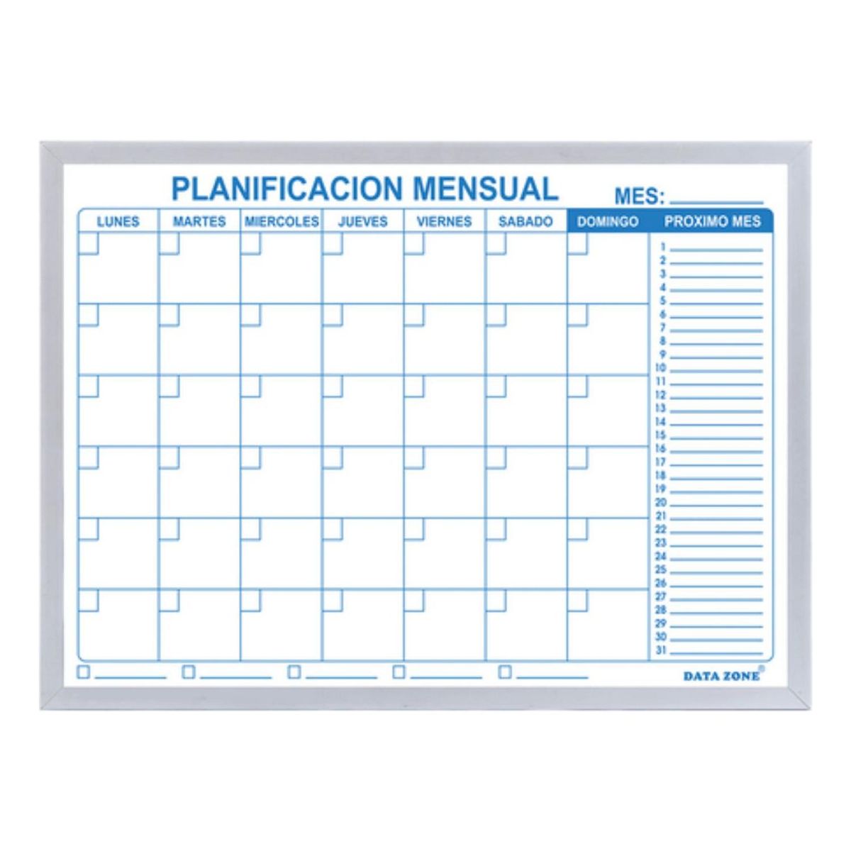 DATA ZONE - Pizarra Magnética Calendario Planificador Mensual 60x45