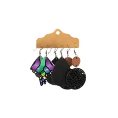 GENERICO - Tripack de pendientes con diseño recortado con forma de mariposa
