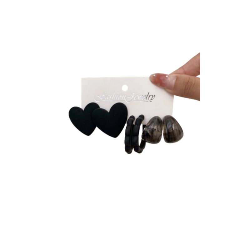 GENERICO - Tripack de pendientes en forma de corazón espiral y esfera
