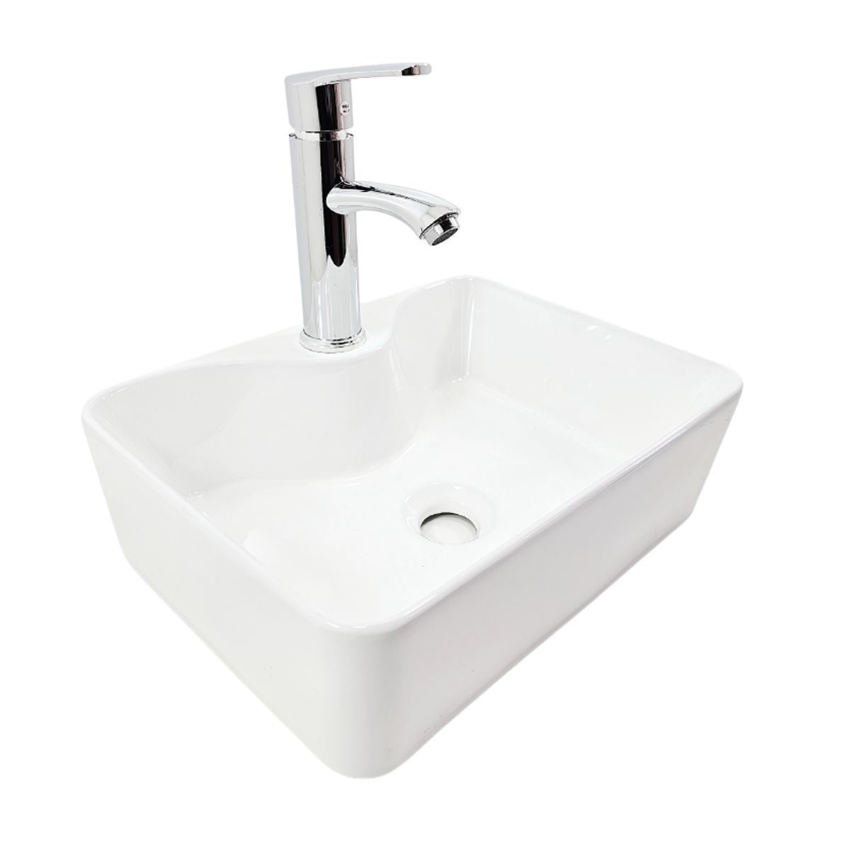 MODERN SPACE - Lavamanos Para Sobreponer 41x31x13 Cm Loza Completo