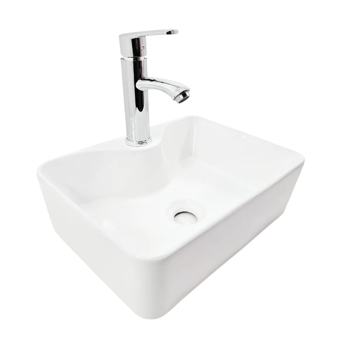 MODERN SPACE - Lavamanos Para Sobreponer 41x31x13 Cm Loza Completo