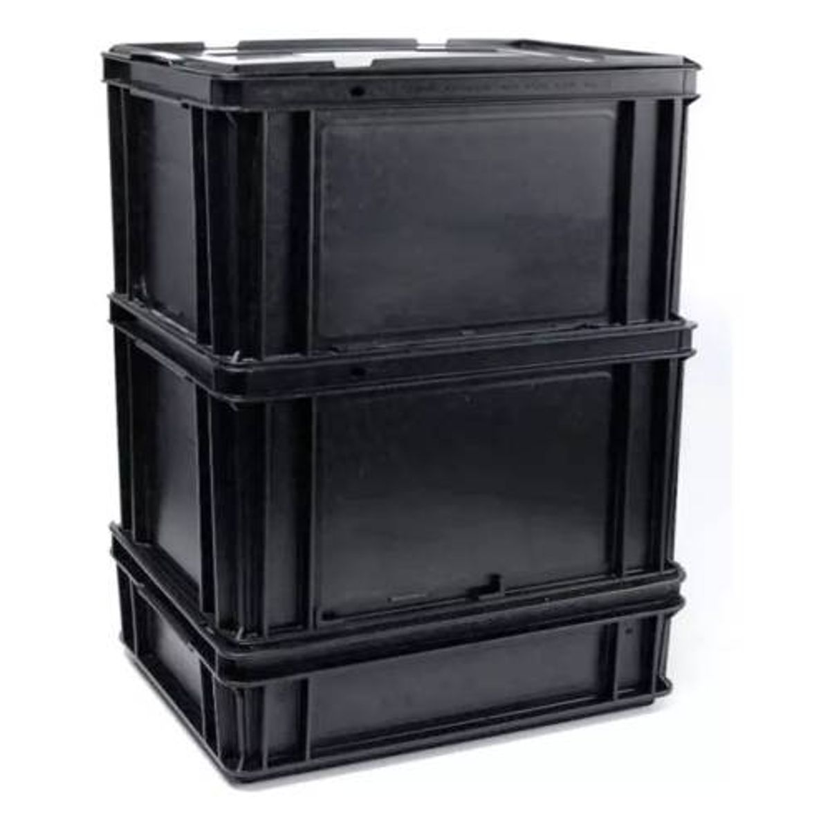 GENERICO - Compostera 3 Cajones Plásticos Una Tapa 40x30 Cms Negro