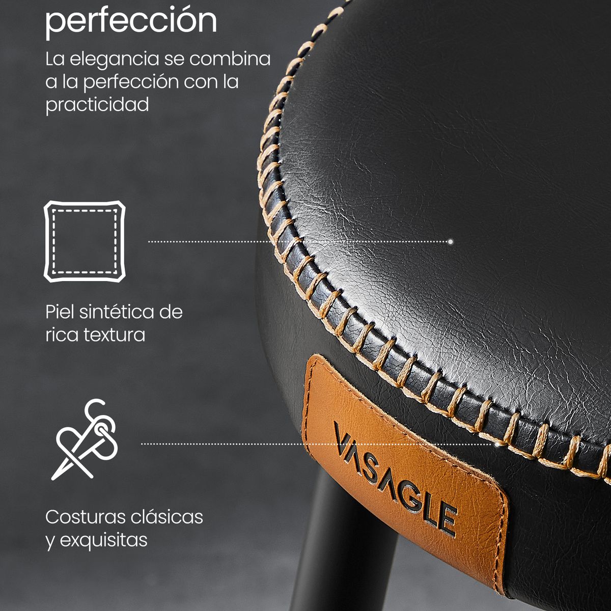 VASAGLE - Set Asiento Ekho Cuero Negro piso