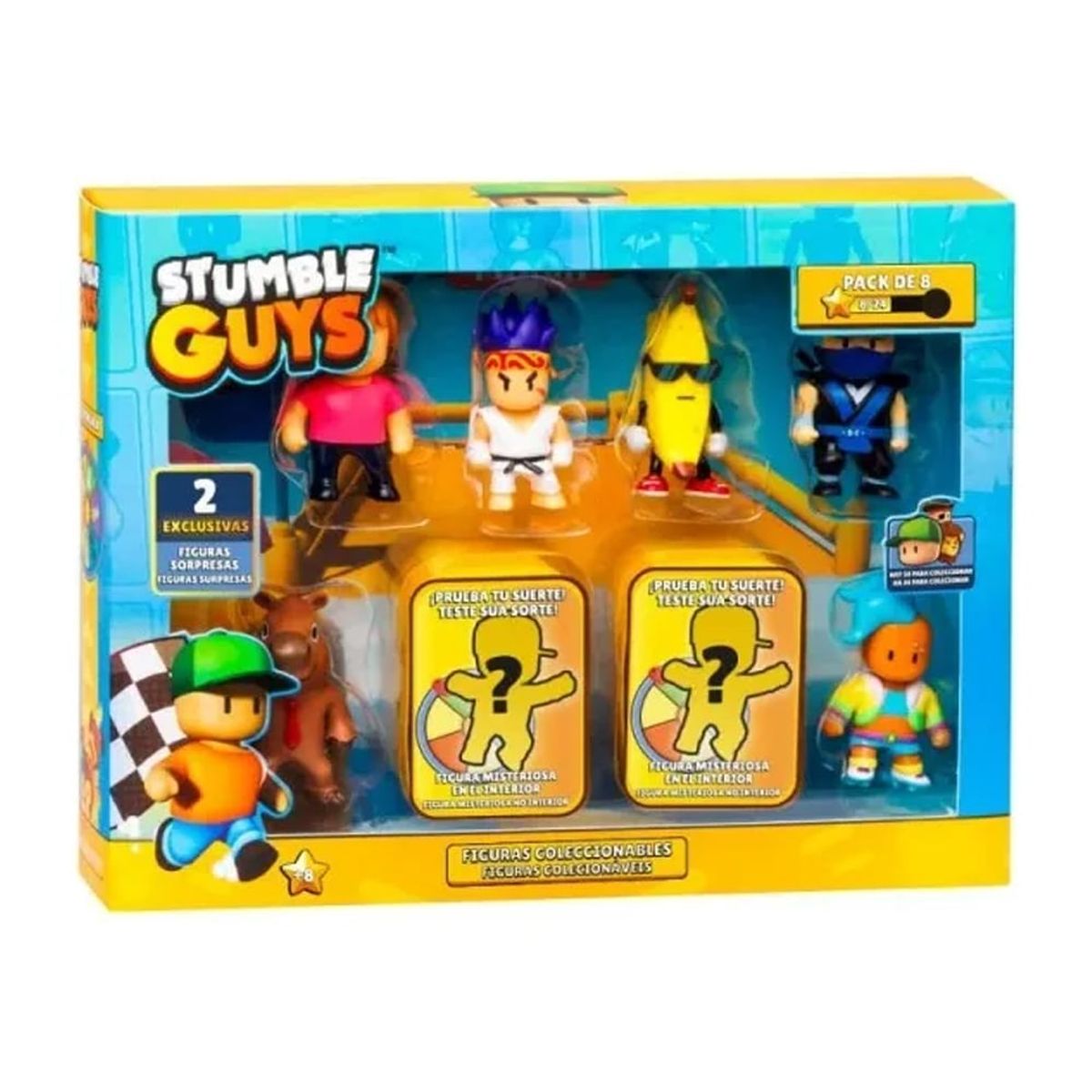 GENERICO - Pack 8 Figura 5 Cm Stumble Guys Coleccionables Banana Guy-3