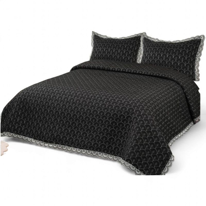 GENERICO - Quilt Bordado Cobertor De Verano 2 Plazas Color Negro