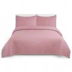 GENERICO - Cobertor De Verano 2 Plaza Quilt + 2 Fundas Cubrecama Color Azul Rey