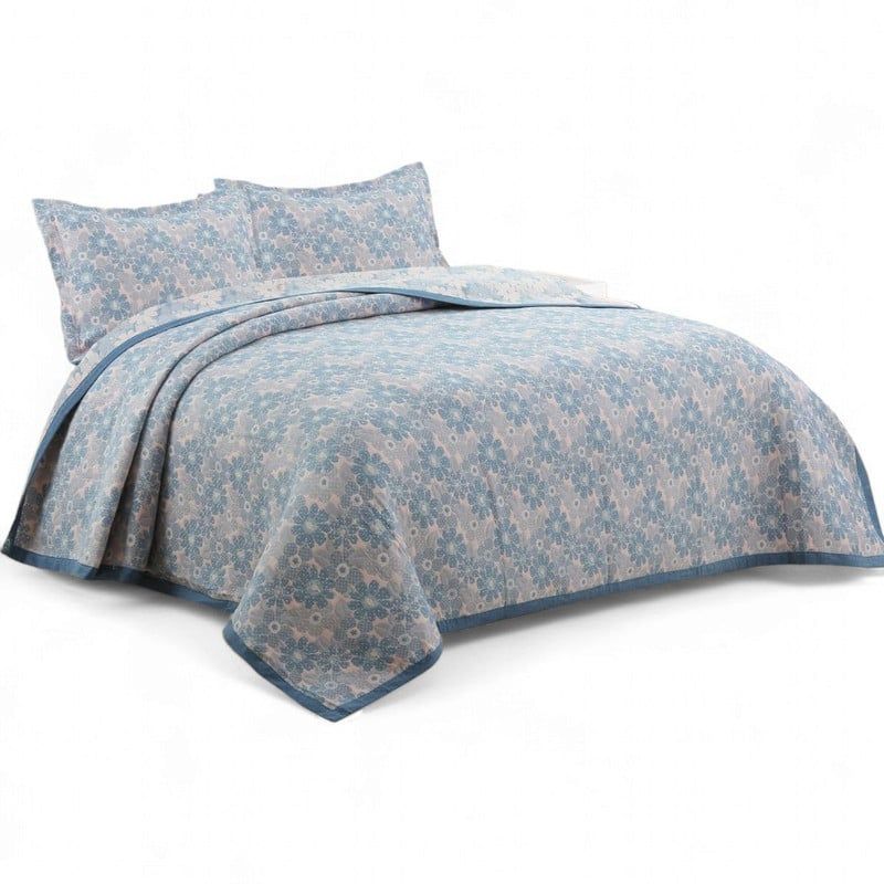 GENERICO - Quilt Bordado Cobertor De Verano 2 Plazas 100% Algodón