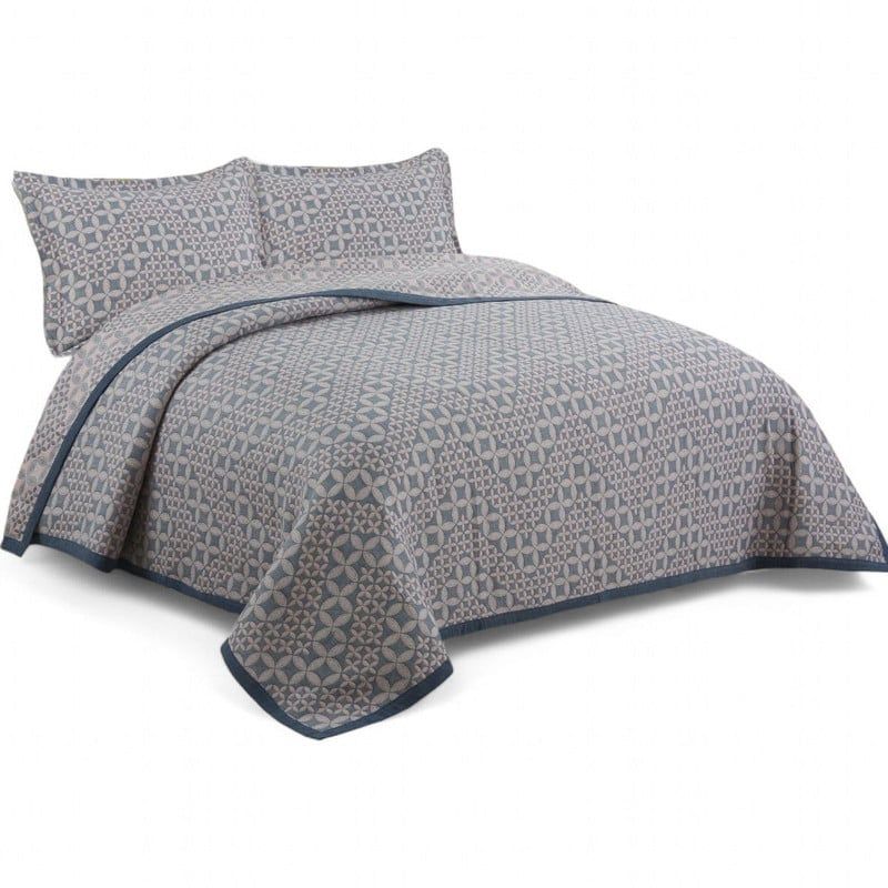 GENERICO - Cubrecama Quilt 100% Algodon Bordado De Verano King