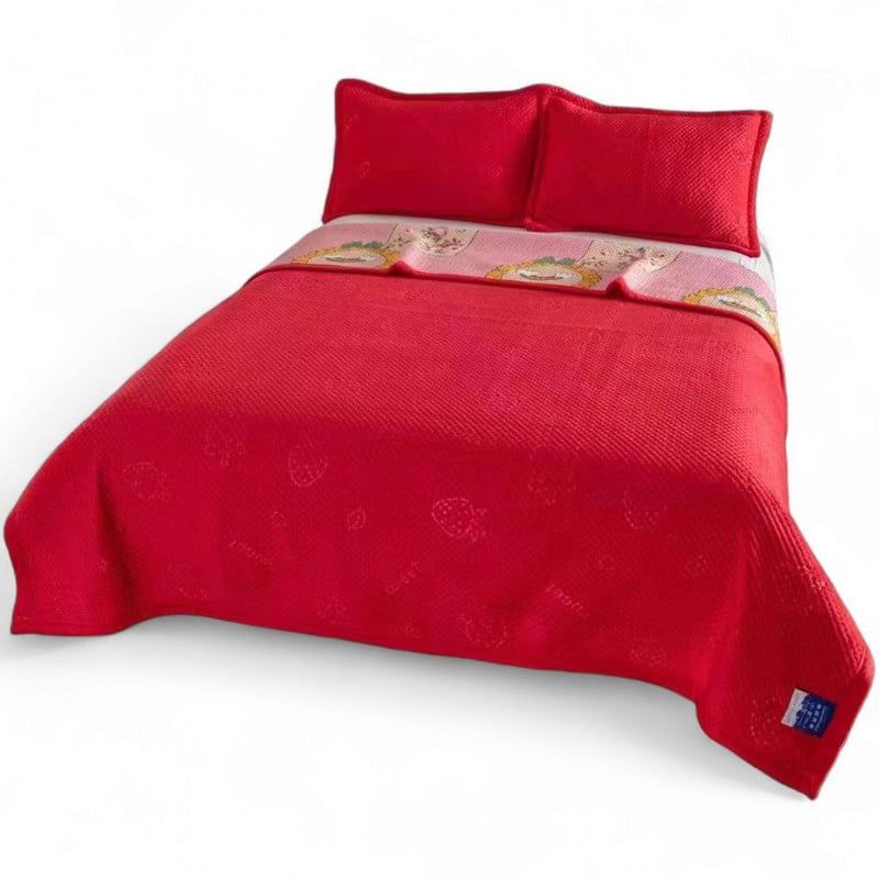 GENERICO - Cobertor Reversible Plush Y Quilt De Verano 2 Plazas Color Rojo