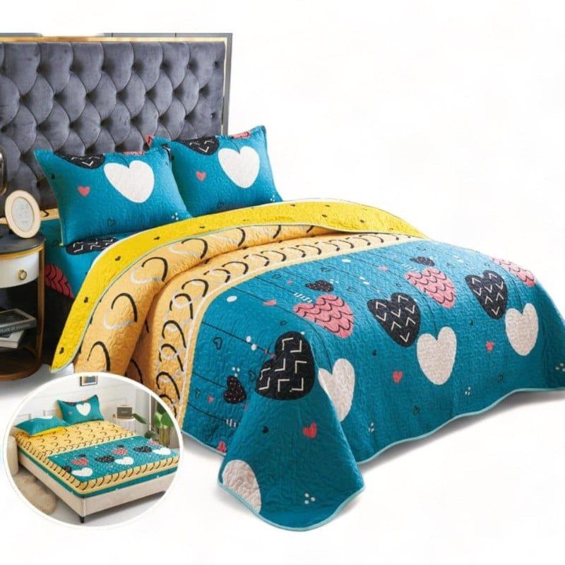 GENERICO - Quilt De Verano 2 Plazas Juego De 5 Piezas Cubrecolchon Sabana Fundas
