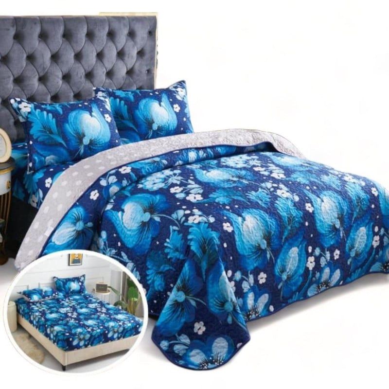 GENERICO - Quilt De Verano 2 Plazas Juego De 5 Piezas Cubrecolchon Sabana Fundas