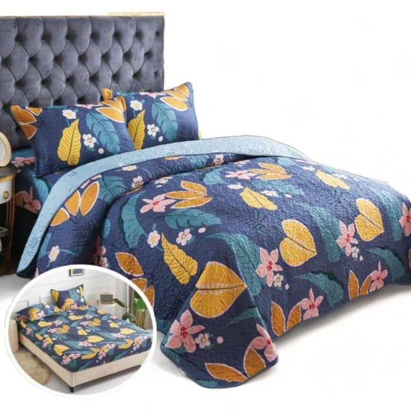 GENERICO - Quilt De Verano 2 Plazas Juego De 5 Piezas Cubrecolchon Sabana Fundas