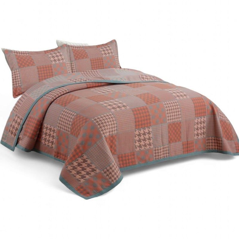 GENERICO - Quilt Bordado Cobertor De Verano 2 Plazas 100% Algodón