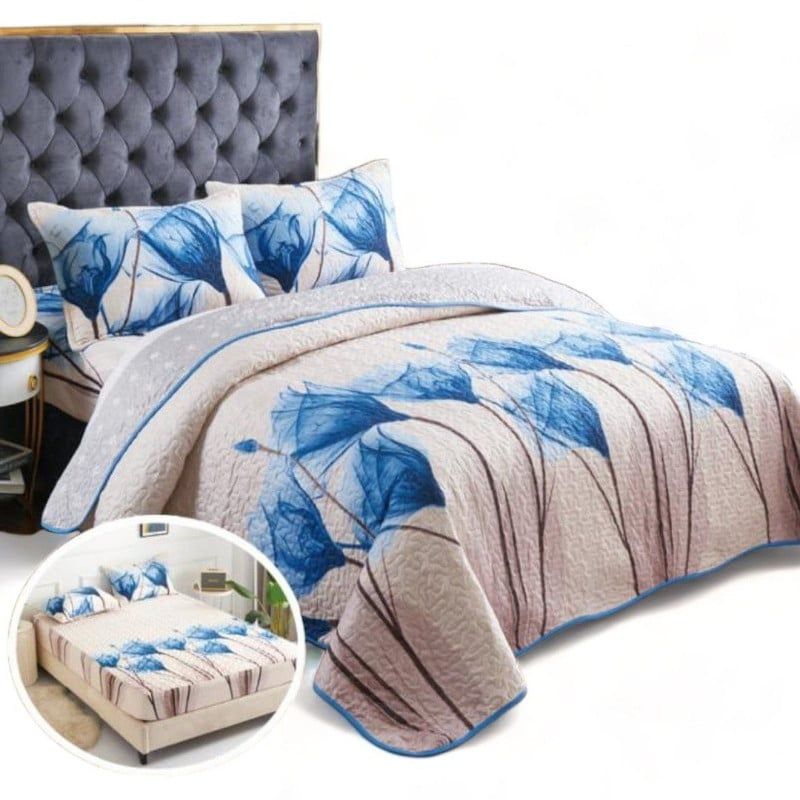 GENERICO - Quilt De Verano 2 Plazas Juego De 5 Piezas Cubrecolchon Sabana Fundas