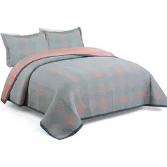 GENERICO - Quilt Bordado Cobertor De Verano 2 Plazas 100% Algodón