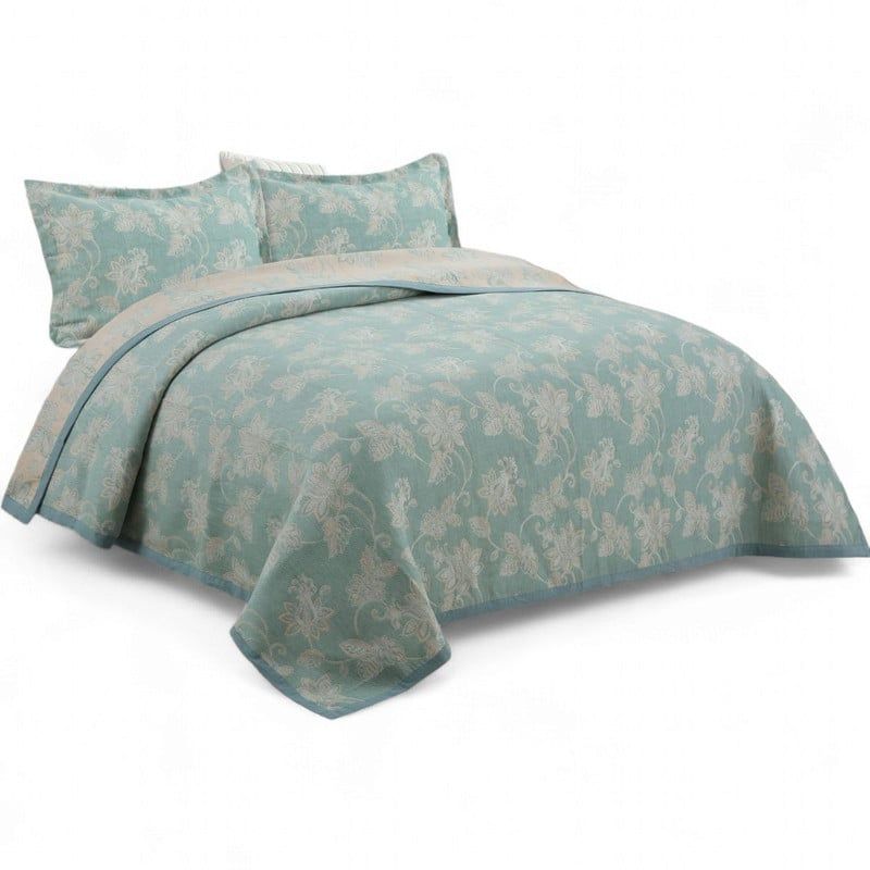 GENERICO - Quilt Bordado Cobertor De Verano 2 Plazas 100% Algodón