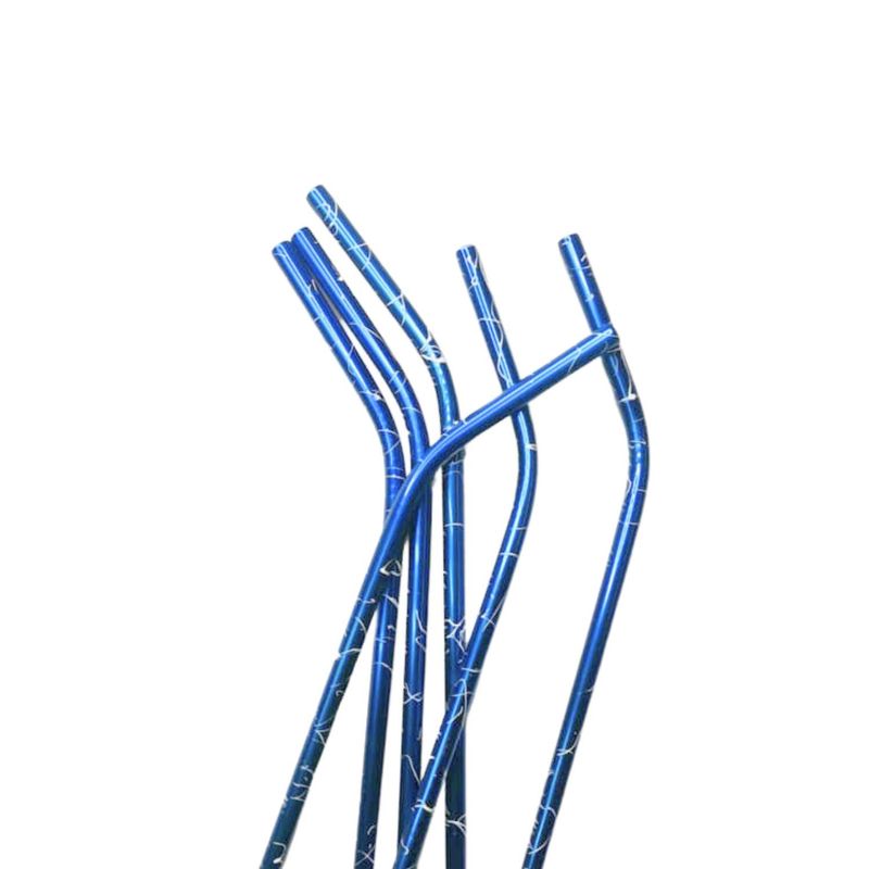 GENERICO - Set de 6 Bombillas Azules de Acero con Cepillo Limpiador