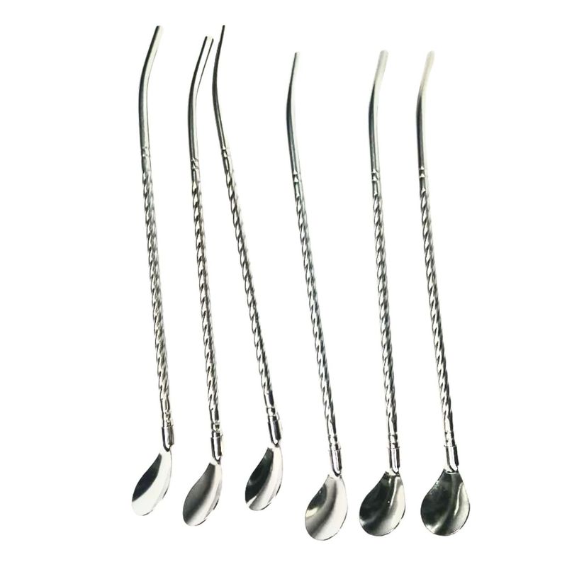 GENERICO - Set de 6 Bombillas de Acero Espiral para Mate con Cepillo