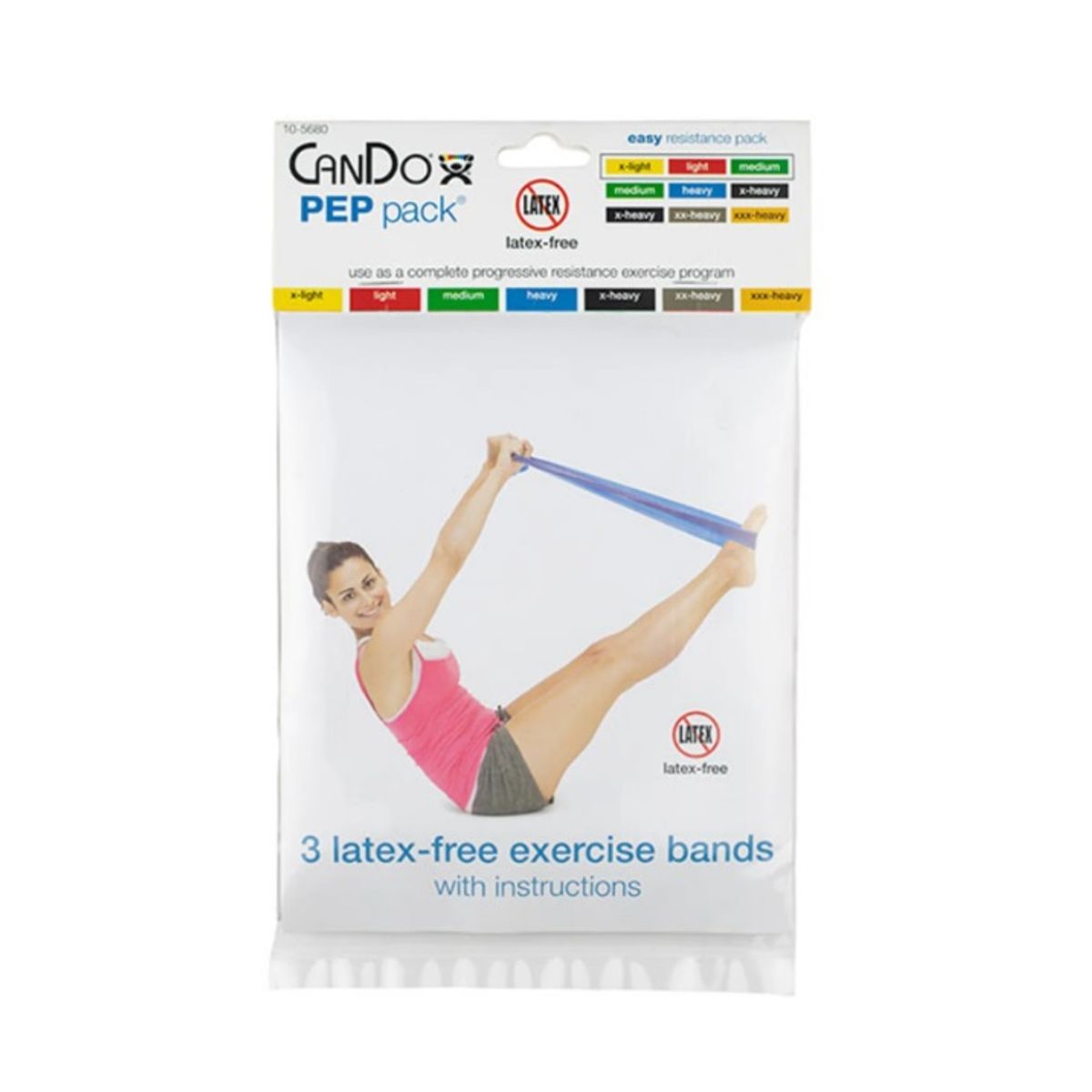 Set de 3 Bandas Elásticas Cando libre de látex 1,5 mts Resistencia Baja, marca CANDO - Foto Principal